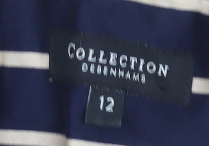 Debenhams Women's Blue Striped Coat Size 12