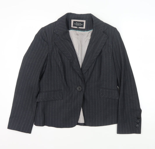 Debenhams Women's Black Petite Pinstripe Blazer Size 12