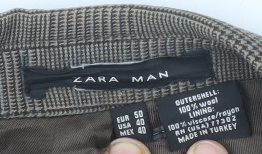 Mens UK Size 40 Zara Man Regular Brown Suit Jacket