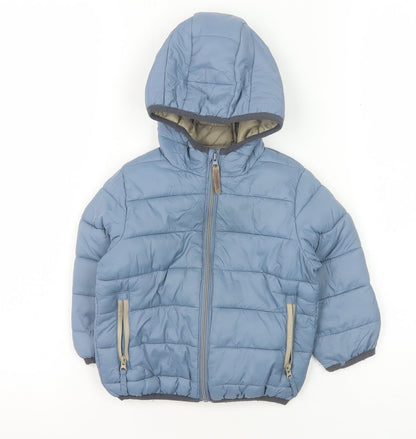 Reserved Boys Blue Puffer Jacket, 2 Years, Winter Hooded