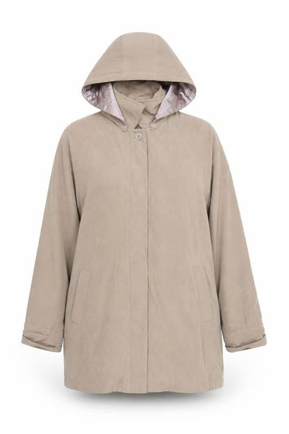 ZONA Women's Beige Hooded Coat Size 16 Button Closure