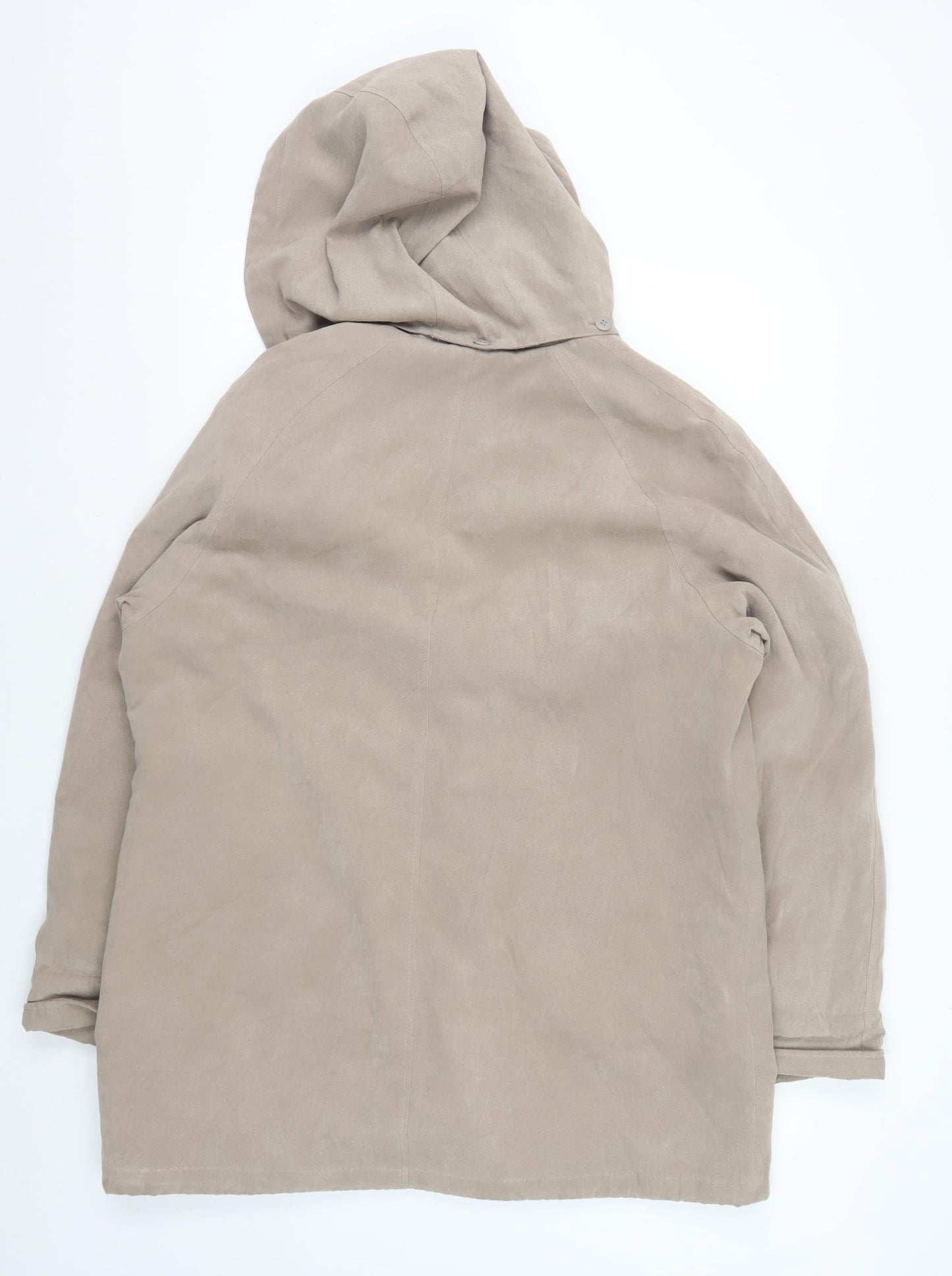 ZONA Women's Beige Hooded Coat Size 16 Button Closure