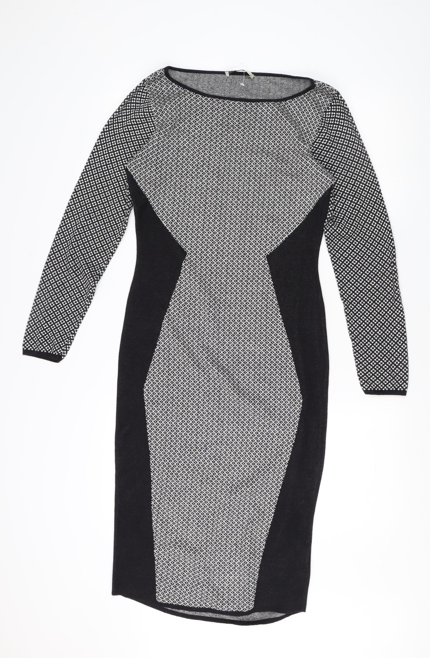 Oasis Women's Black Sheath Dress M Geometric Elegant