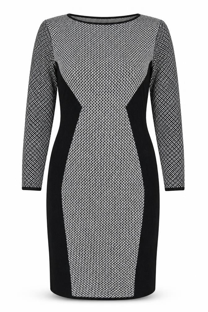 Oasis Women's Black Sheath Dress M Geometric Elegant