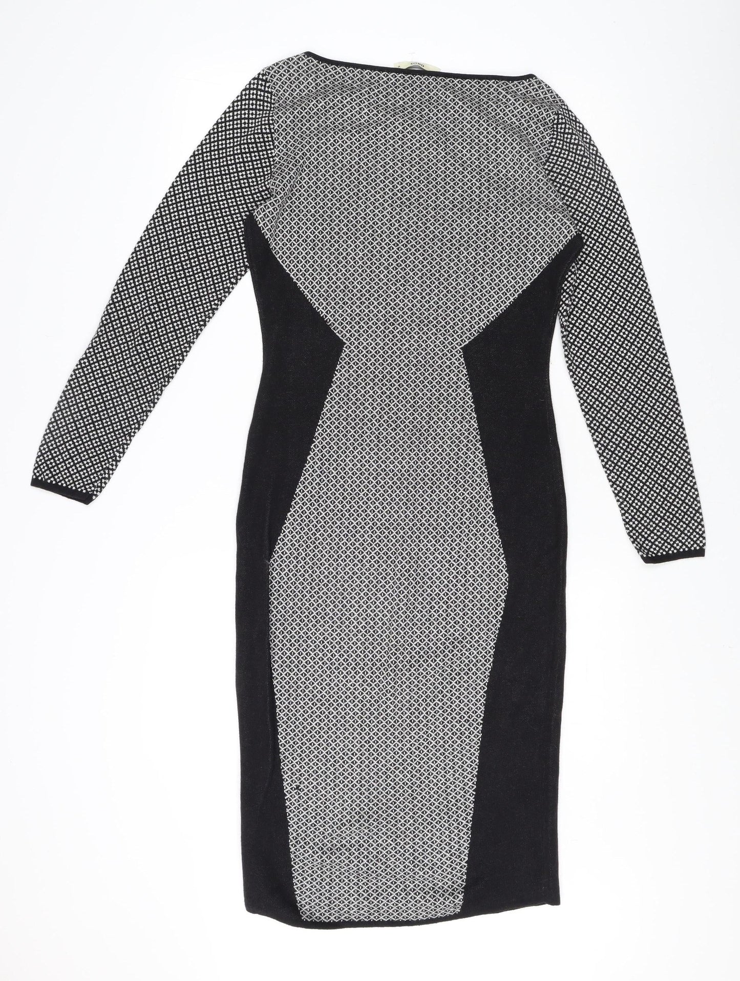 Oasis Women's Black Sheath Dress M Geometric Elegant