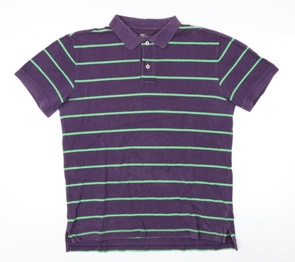 Gap Men's Purple Classic Polo M Cotton Striped