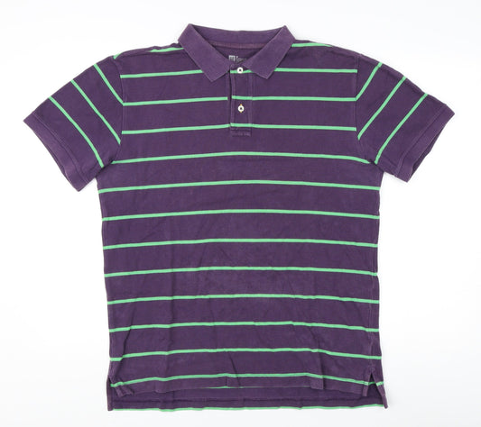 Gap Men's Purple Classic Polo M Cotton Striped