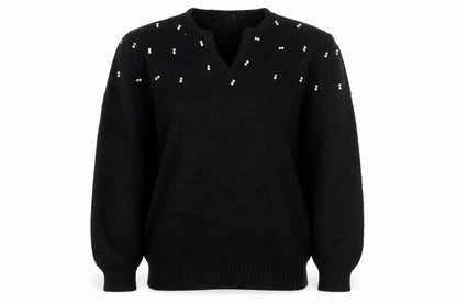 Country Suburbans Women's Black Beaded Pullover Jumper L