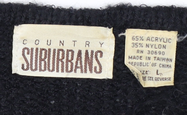 Country Suburbans Women's Black Beaded Pullover Jumper L