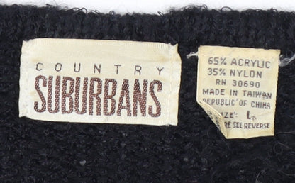 Country Suburbans Women's Black Beaded Pullover Jumper L
