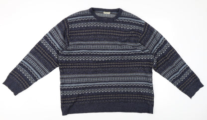 Dunnes Stores Men's Blue Fair Isle Pullover Jumper L