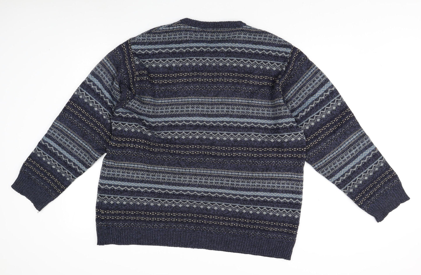 Dunnes Stores Men's Blue Fair Isle Pullover Jumper L
