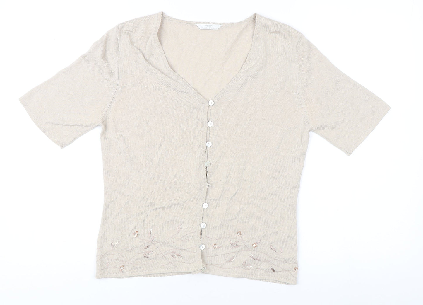 Womens UK Size 12 Marks and Spencer Beige Cardigan Jumper