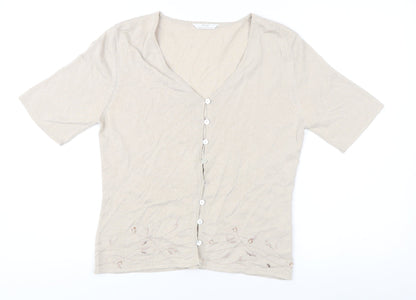 Womens UK Size 12 Marks and Spencer Beige Cardigan Jumper