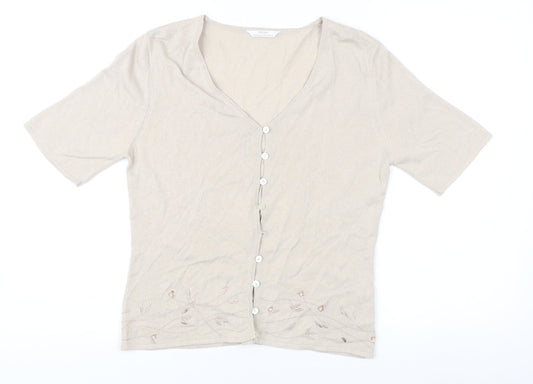 Womens UK Size 12 Marks and Spencer Beige Cardigan Jumper