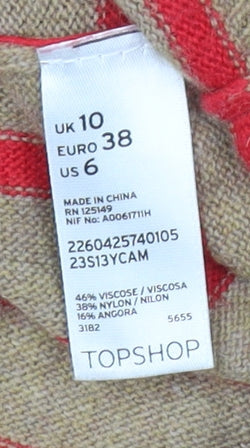 Womens UK Size 10 Topshop Brown Pullover Jumper