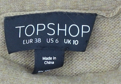 Womens UK Size 10 Topshop Brown Pullover Jumper