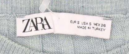 Womens UK Size S Zara Blue Pullover Jumper