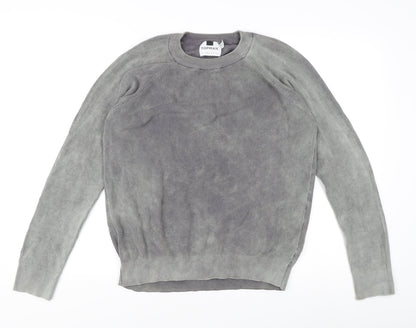 Topman Men's Grey Cotton Pullover Jumper - M, Crew Neck