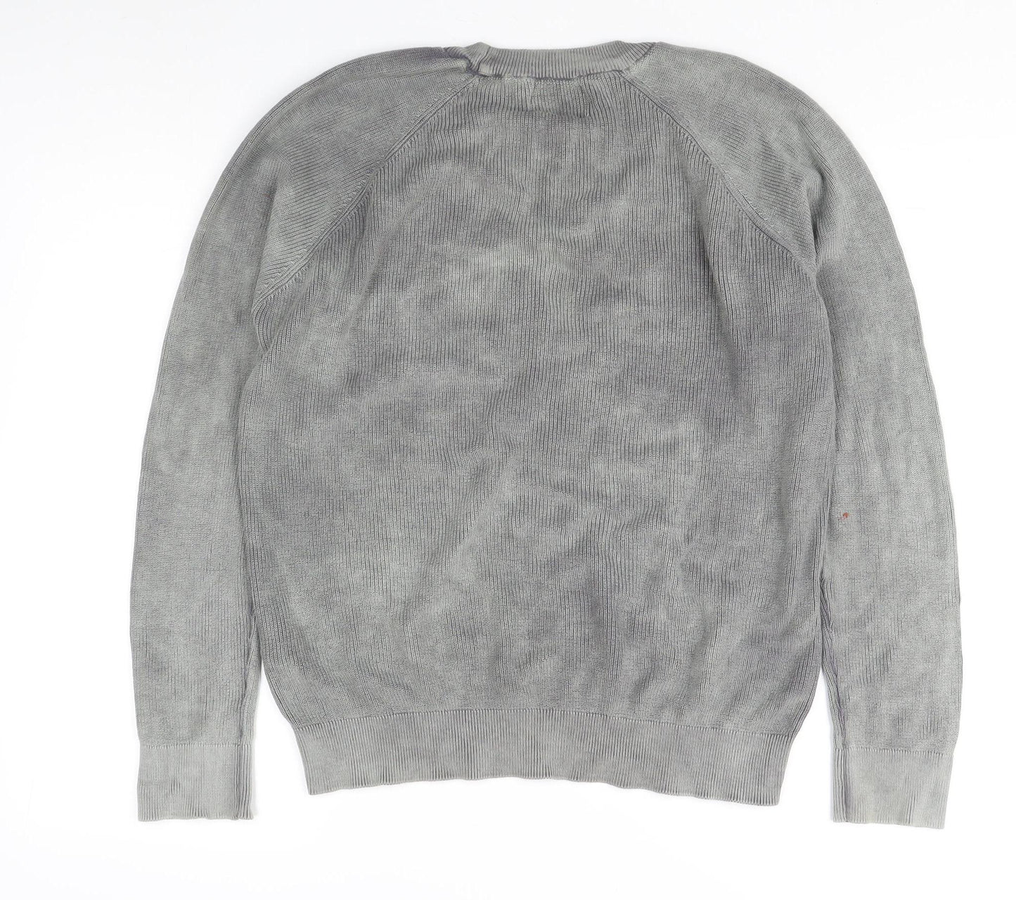 Topman Men's Grey Cotton Pullover Jumper - M, Crew Neck