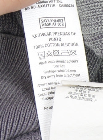 Topman Men's Grey Cotton Pullover Jumper - M, Crew Neck