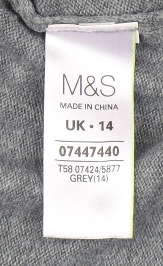 Womens UK Size 14 Marks and Spencer Grey Cardigan Jumper