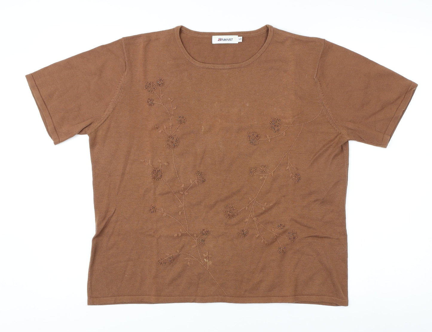 Womens UK Size 16 Damart Brown Basic T-Shirt