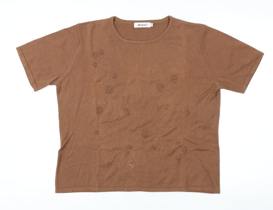 Womens UK Size 16 Damart Brown Basic T-Shirt