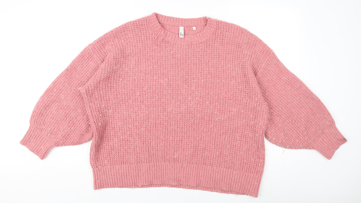Womens UK Size L AND/OR Pink Pullover Jumper