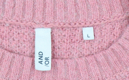 Womens UK Size L AND/OR Pink Pullover Jumper