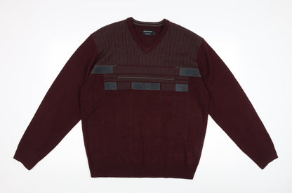 Greenwoods Men's Red V-Neck Pullover Jumper L