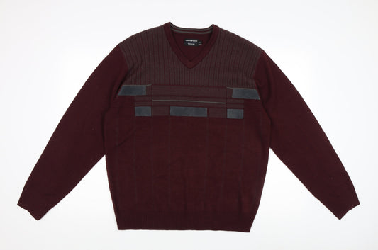 Greenwoods Men's Red V-Neck Pullover Jumper L