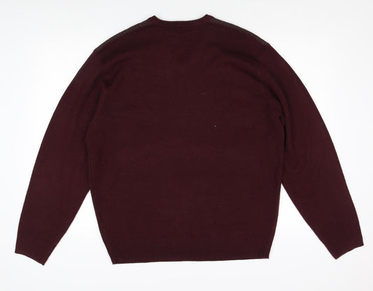 Greenwoods Men's Red V-Neck Pullover Jumper L