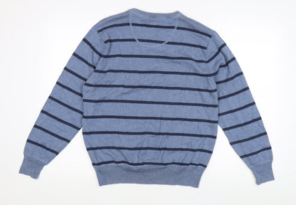 Next Men's Blue Striped Henley Jumper Size L