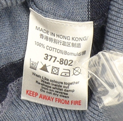 Next Men's Blue Striped Henley Jumper Size L