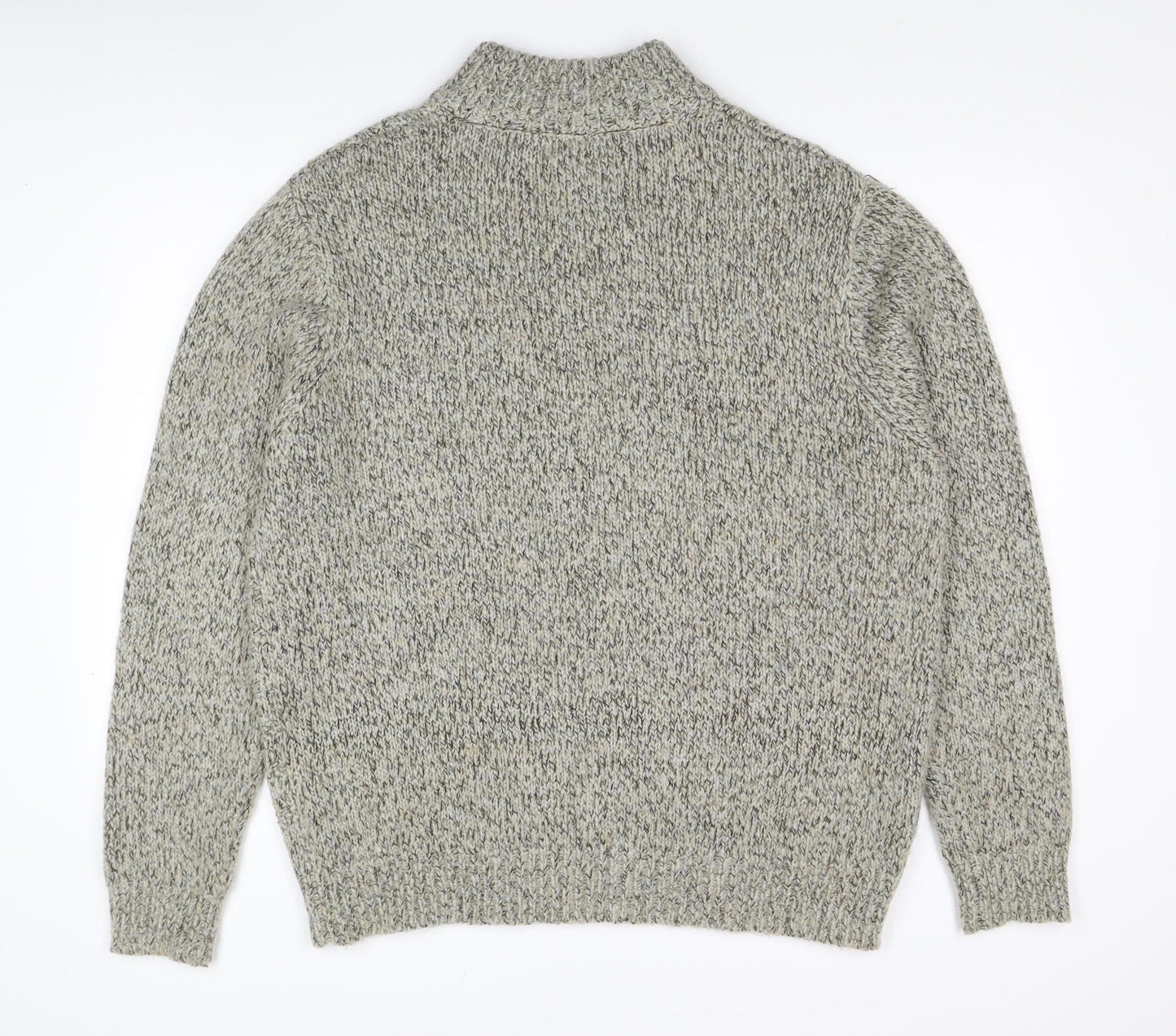 Atlantic Bay Men's Grey Cable-Knit Full Zip Jumper L