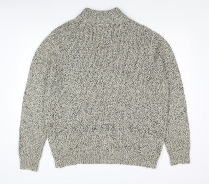 Atlantic Bay Men's Grey Cable-Knit Full Zip Jumper L