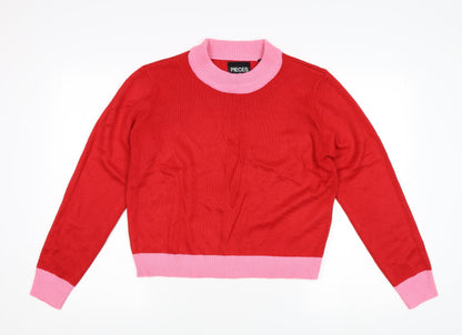 Womens UK Size S Pieces Red Pullover Jumper