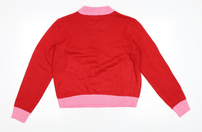 Womens UK Size S Pieces Red Pullover Jumper