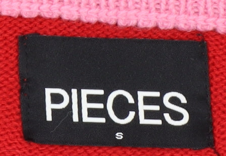 Womens UK Size S Pieces Red Pullover Jumper