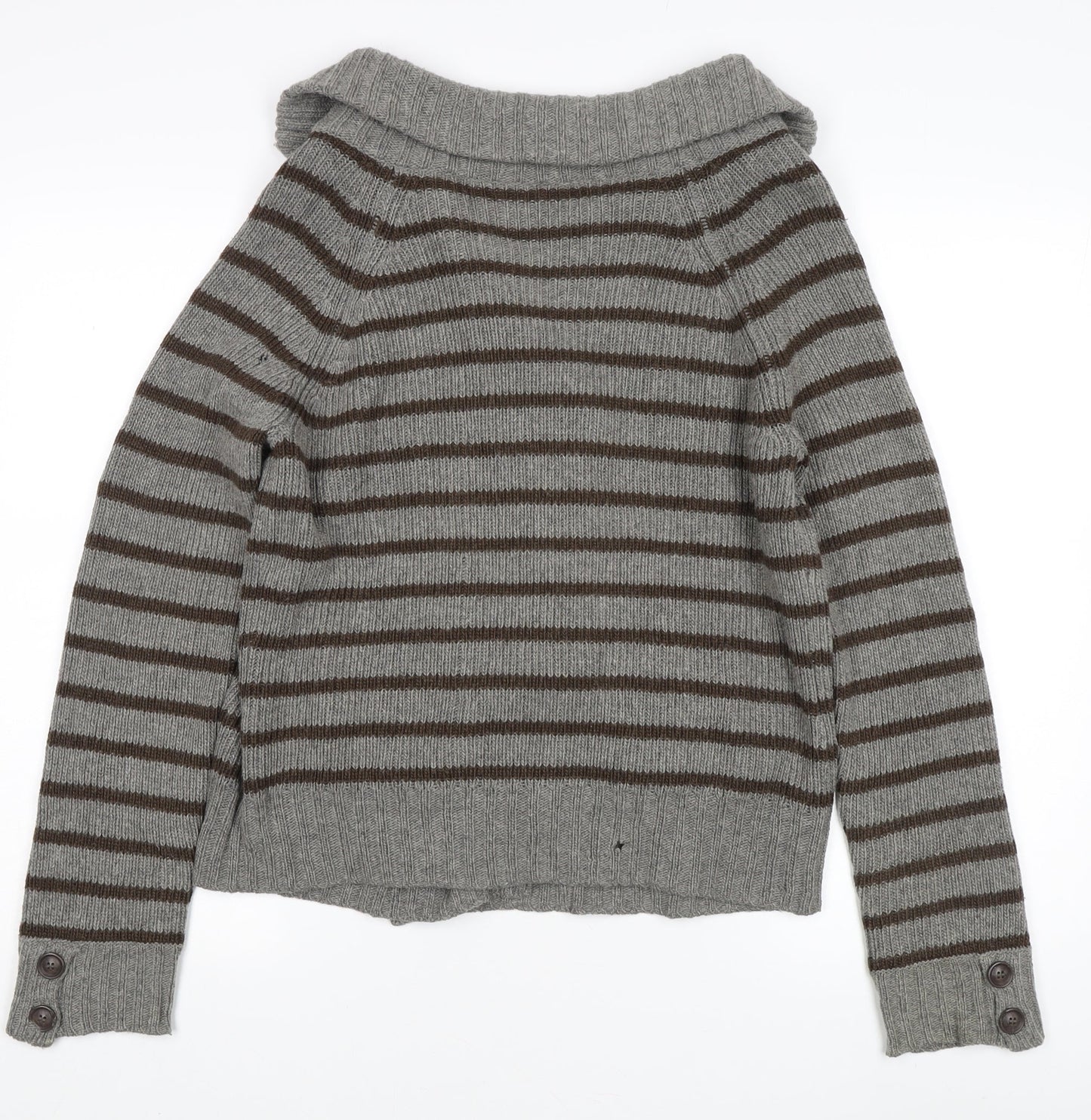 Topshop Unisex Grey Striped Cardigan Size 10