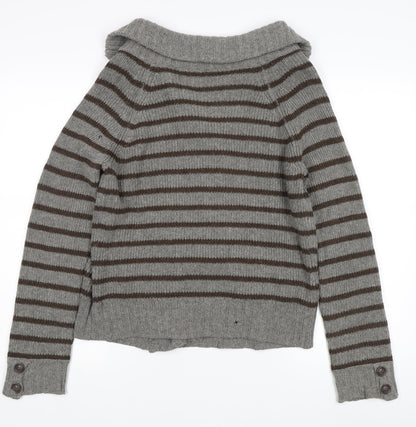 Topshop Unisex Grey Striped Cardigan Size 10