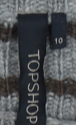 Topshop Unisex Grey Striped Cardigan Size 10