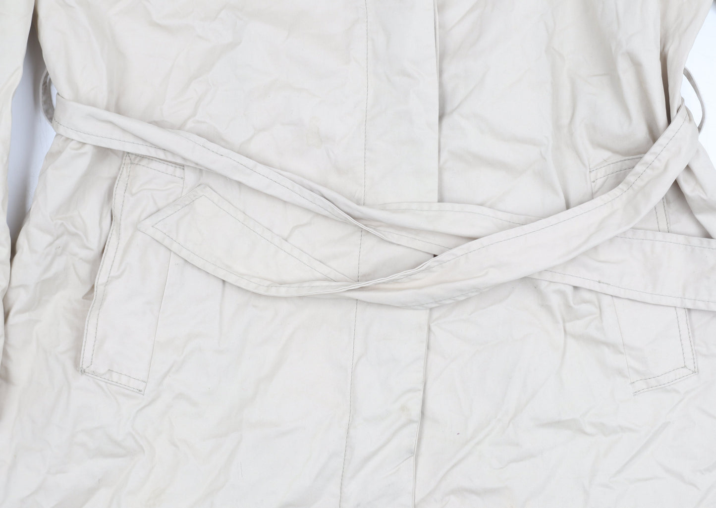 Zara Women's Beige Trench Coat Size 12 Belted Casual