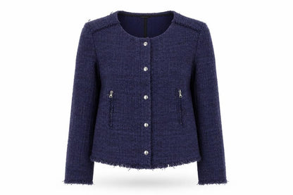 United Colors of Benetton Women's Blue Bouclé Blazer, Size 12, Classic Fit