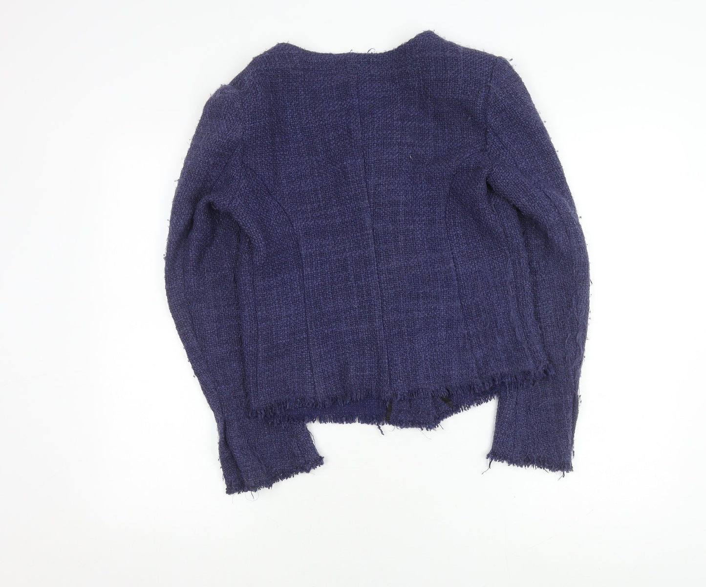 Benetton Women's Blue Bouclé Blazer, Size 12, Classic Fit