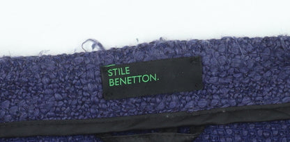 Benetton Women's Blue Bouclé Blazer, Size 12, Classic Fit