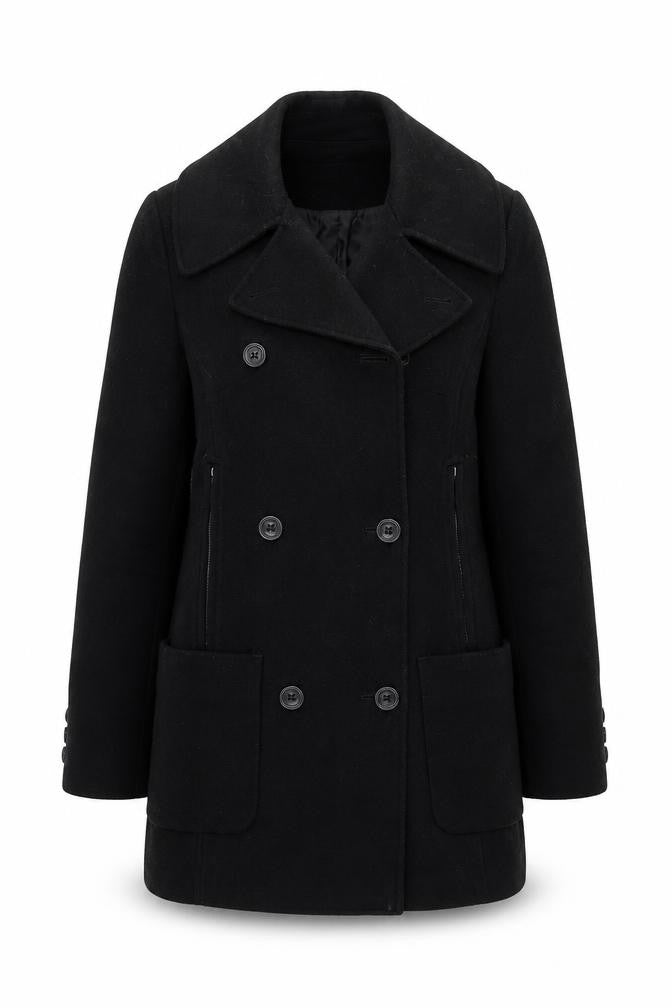 Womens UK Size 6 Karen Millen Black Pea Coat
