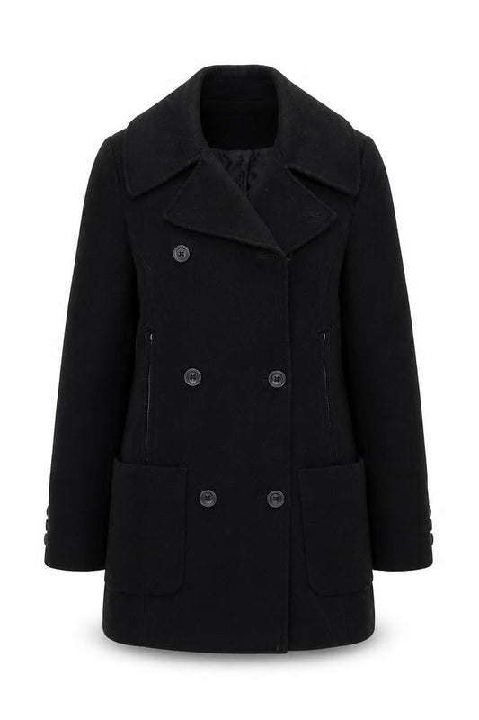 Womens UK Size 6 Karen Millen Black Pea Coat