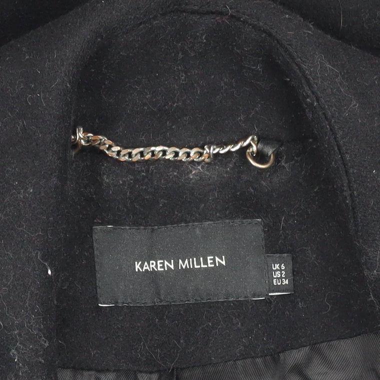 Womens UK Size 6 Karen Millen Black Pea Coat